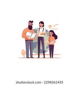teacher teaching students, world teachers day illustration. modern flat color logo