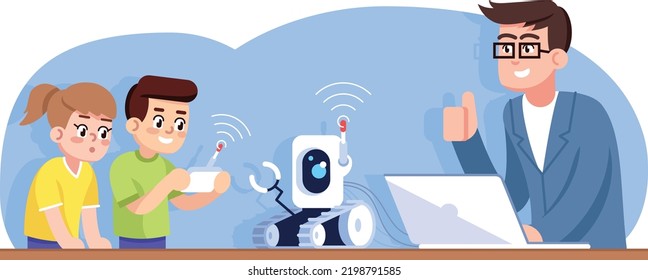 profesor enseñando clase de tecnología a sus alumnos 