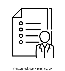 Teacher test line icon, concept sign, outline vector illustration, linear symbol.