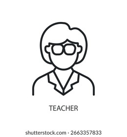 Iconos del vector de la línea fina del profesor.