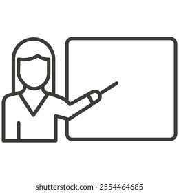 Teacher thin liner icon vector.