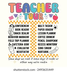 Teacher Tour, Back To School Design, Clipart, Sublimation, Design for T-shirt, Banner, Poster, Background, Card