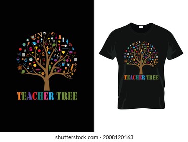 diseño de camisetas de árbol de profesores. diseño de camisetas para el día del profesor
