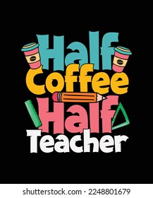 Teacher T-shirt Diseño medio café medio profesor