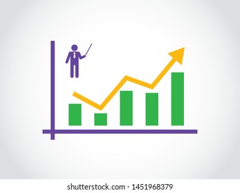 Teacher Tutor Mentor Instructor Graph Fluctuate Bar Arrow