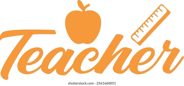 Teacher typography clip art design on plain white transparent isolated background for card, shirt, hoodie, sweatshirt, apparel, tag, mug, icon, poster or badge