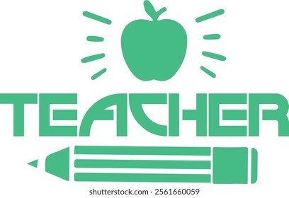 Teacher typography clip art design on plain white transparent isolated background for card, shirt, hoodie, sweatshirt, apparel, tag, mug, icon, poster or badge