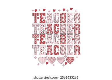 Teacher Valentine EPS T-shirt Design