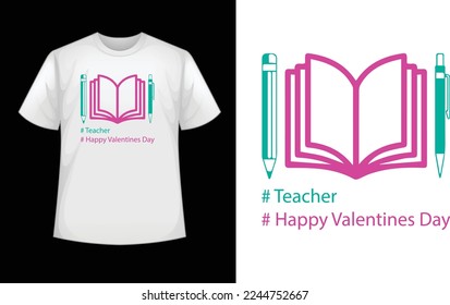 Teacher Valentine's Day T-shirt Designs Template