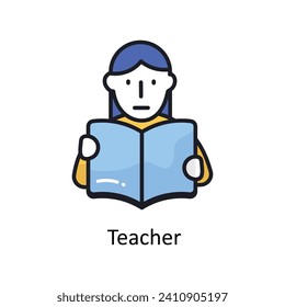 Teacher vector filled outline doodle Design illustration. Symbol on White background EPS 10 File