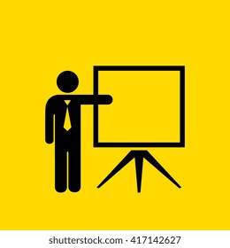 Teacher vector icon isolated on yellow background