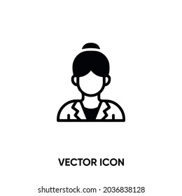 Lehrer, Vektorsymbol. Moderne, einfache flache Vektorgrafik für Website oder mobile App.Frauenlehrersymbol, Logo-Illustration. Pixel perfekte Vektorgrafik