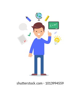 Teacher vector illustration, male character flat style