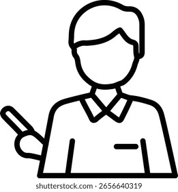 Diseño de icono de línea de Vector de profesor