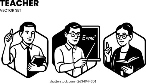Teacher Vector Set Education School College Simple Modern Design 