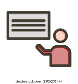  Teacher Vector Thick Line Filled Colors Icon Design