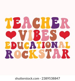 Teacher vibes educational rockstar retro t shirt