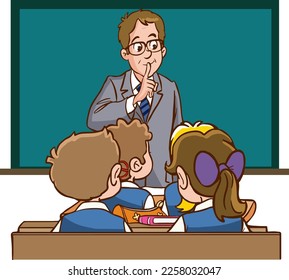 teacher wants students to be quiet cartoon vector