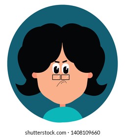 A teacher wearing spectacles having big eyes, vector, color drawing or illustration. 