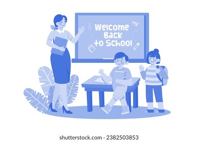 Teacher Welcomes Students Into The Class