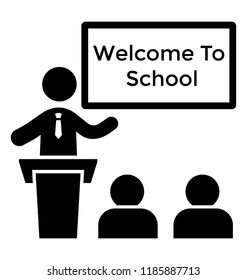 Teacher welcoming student back to school 