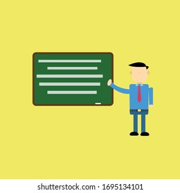 The Teacher Who Is Teaching Using The Blackboard -Flat Design