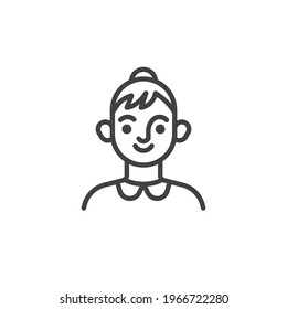 Teacher woman avatar line icon. linear style sign for mobile concept and web design. Smiling woman person outline vector icon. Symbol, logo illustration. Vector graphics