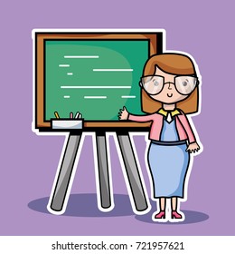 teacher woman with board to teach the students