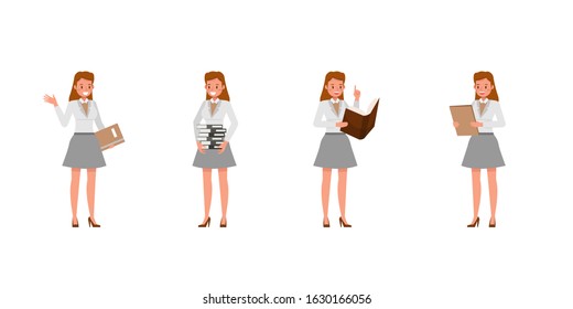 Teacher woman character vector design. Presentation in various action.