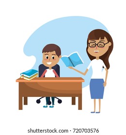 teacher woman educated the student
