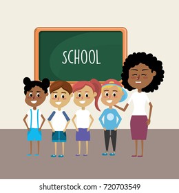 teacher woman educated the students