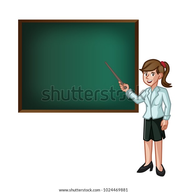 Teacher Woman Explaining Chalkboard Illustration Stock Vector (Royalty ...