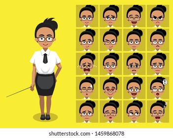 Teacher Woman Glasses Cartoon Emotions Vector Illustration-01