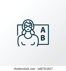 Teacher woman icon line symbol. Premium quality isolated training element in trendy style.