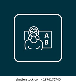 Teacher woman icon line symbol. Premium quality isolated training element in trendy style.