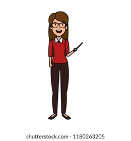 teacher woman with pointer