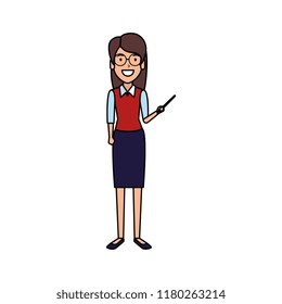 teacher woman with pointer