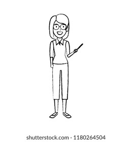 teacher woman with pointer