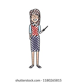 teacher woman with pointer