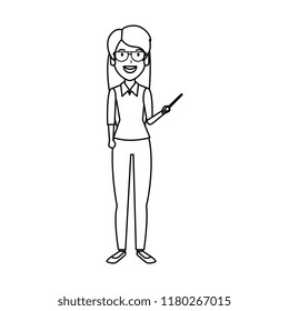 teacher woman with pointer