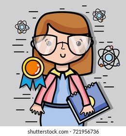 teacher woman with school tools education