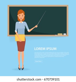 Teacher Woman Teaching Character Classroom Illustration Stock Vector ...