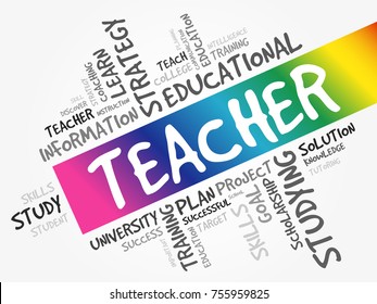 Teacher Word Cloud Collage Education Concept Stock Vector (Royalty Free ...