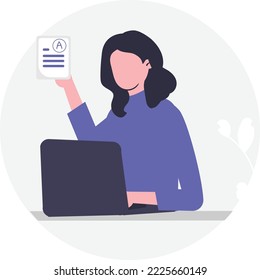 teacher working on a laptop