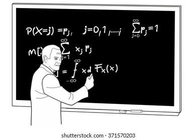 Teacher writes formula on the blackboard.