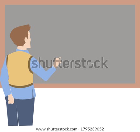 A teacher writing on a blackboard
