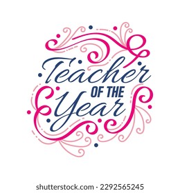 Lehrer des Jahres Briefe mit Doodle Element. Happy Teachers Day Typografie, Kann für Karte, Poster, T-Shirt und Print verwendet werden