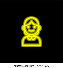 Teacher yellow glowing neon ui ux icon. Glowing sign logo vector