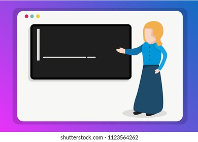 Teacher young people ith dashboard vector app design 