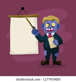 Teacher zombie cartoon. Vector illustration